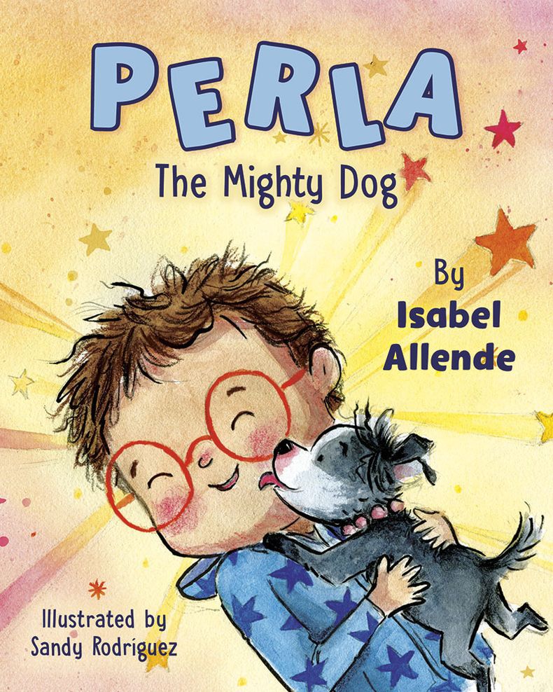 En esta imagen proporcionada por Philomel Books, la portada de Perla, The Mighty Dog, un libro infantil de Isabel Allende. (Philomel Books vía AP)