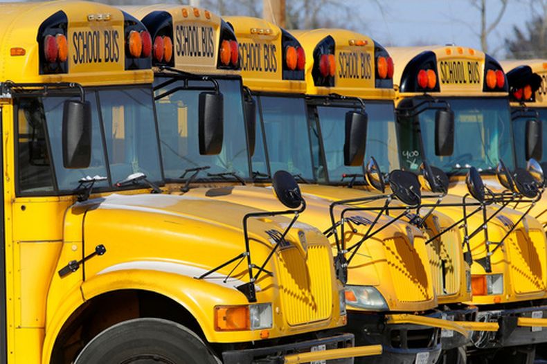 Autobuses de una escuela pública en Springfield, Illinois, el 7 de enero del 2015. (AP foto/Seth Perlman)