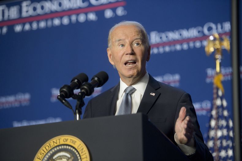 El presidente Joe Biden pronuncia un discurso en el Club Económico de Washington, el miércoles 18 de septiembre de 2024, en Washington. (Foto AP/Rod Lamkey, Jr.)