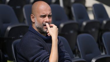El técnico del Manchester City Pep Guardiola previo al partido contra Fulham en la Liga Premier, el sábado 11 de mayo de 2024. (AP Foto/Kirsty Wigglesworth)