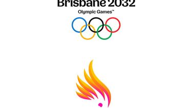 Esta imagen proporcionada por el comité organizador de los Juegos Olímpicos y Paraolímpicos de Brisbane 2032 muestran los emblemas de la justas. (Comité Organizador de Brisbane 2032 vía AP)