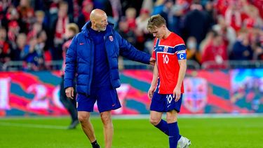 El volante noruego Martin Ødegaard al final del partido contra Portugal en la Liga de Naciones, el domingo 27 de septiembre de 2026, en Oslo. (Lisa Aserud/NTB Scanpix vía AP)