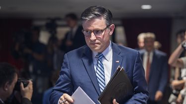 El presidente de la Cámara de Representantes de Estados Unidos Mike Johnson en la sede del Comité Nacional Republicano en Washington, el 15 de julio del 2025. (AP foto/J. Scott Applewhite)