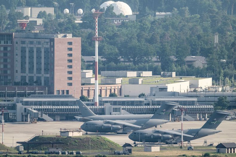 La base aérea estadounidense Ramstein en Landstuhl, Alemania, el 23 de noviembre del 2025. (Boris Roessler/dpa via AP)