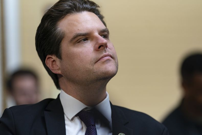 El representante republicano Matt Gaetz en el Congreso en Washington, el 22 de septiembre de 2023.. (Foto AP /J. Scott Applewhite)
