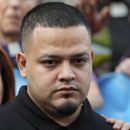 Kilmar Ábrego García asiste a una protesta en su apoyo en la oficina del Servicio de Inmigración y Control de Aduanas en Baltimore, el lunes 25 de agosto de 2025. (AP Foto/Stephanie Scarbrough)