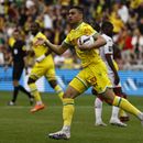 ARCHIVO - Mostafa Mohamed de Nantes tras marcar un gol ante Mónaco, el domingo 9 de abril de 2023, en Nantes. (AP Foto/Jeremías González)