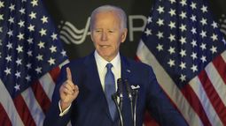 El expresidente de Estados Unidos Joe Biden interviene en la conferencia nacional de Defensores, Consejeros y Representantes para los Discapacitados (ACRD) en Chicago, el 15 de abril de 2025. (AP Foto/Nam Y. Huh)