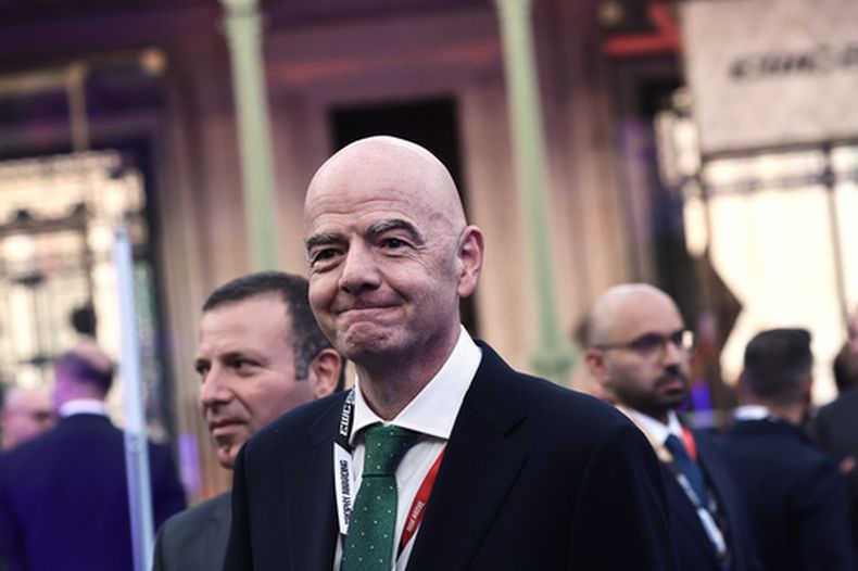 El presidente de la FIFA Gianni Infantino durante la clausura del Mundial de Esports en el Grand Palais de París, el domingo 23 de agosto de 2026. (Teresa Suárez/Pool Foto vía AP)