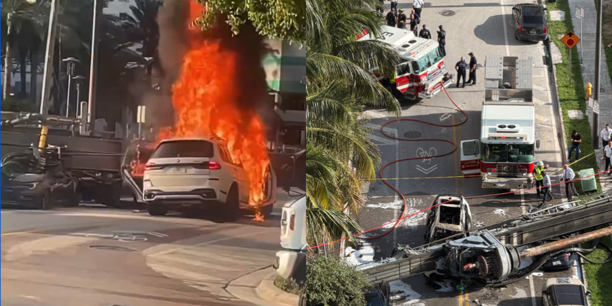 COLAPSA ENORME EQUIPO DE CONSTRUCCIÓN EN BRICKELL, aplasta vehículos y deja cuatro personas heridas en Miami