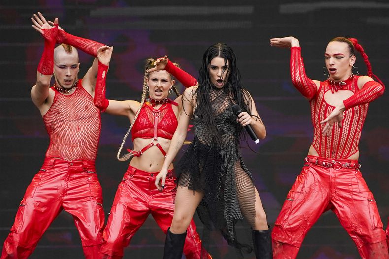 La cantante argentina Lali Esposito durante su concierto en el Festival Tecate Emblema en la Ciudad de México el sábado 18 de mayo de 2024. (Foto AP/Aurea Del Rosario)