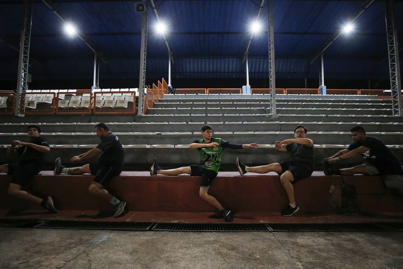 Los jugadores de Manaos entrenan en esa ciudad brasileña, el jueves 22 de agosto de 2024 (AP Foto/Edmar Barros)