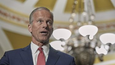 El líder de la mayoría del Senado, John Thune, republicano por Dakota del Sur, habla durante una conferencia de prensa después de un almuerzo político en el Capitolio, el martes 9 de septiembre de 2025, en Washington. (AP Foto/Mariam Zuhaib)