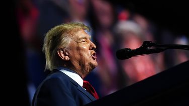 El presidente Donald Trump en la convención republicana en Dallas el 10 de septiembre del 2026. (AP foto/Julia Demaree Nikhinson)