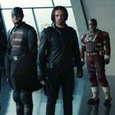 Esta imagen publicada por Marvel Studios muestra, de izquierda a derecha, Hannah John-Kamen, Olga Kurylenko, Wyatt Russell, Sebastian Stan, David Harbour y Florence Pugh en una escena de Thunderbolts. (Disney-Marvel Studios vía AP)