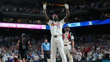 Jordan Walker de los Cardenales de San Luis reacciona durante el Derby de Jonrones de la MLB el lunes 13 de julio del 2026. (AP Foto/Matt Slocum)