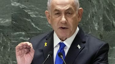 El primer ministro israelí Benjamin Netanyahu en la Asamblea General de la ONU el 27 de septiembre del 2024. (AP Foto/Richard Drew)