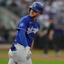 Kyle Tucker, de los Dodgers de Los Ánteles, celebra luego de batear un jonrón ante los Mets de Nueva York, el sábado 25 de julio de 2026 (AP Foto/Frank Franklin II)