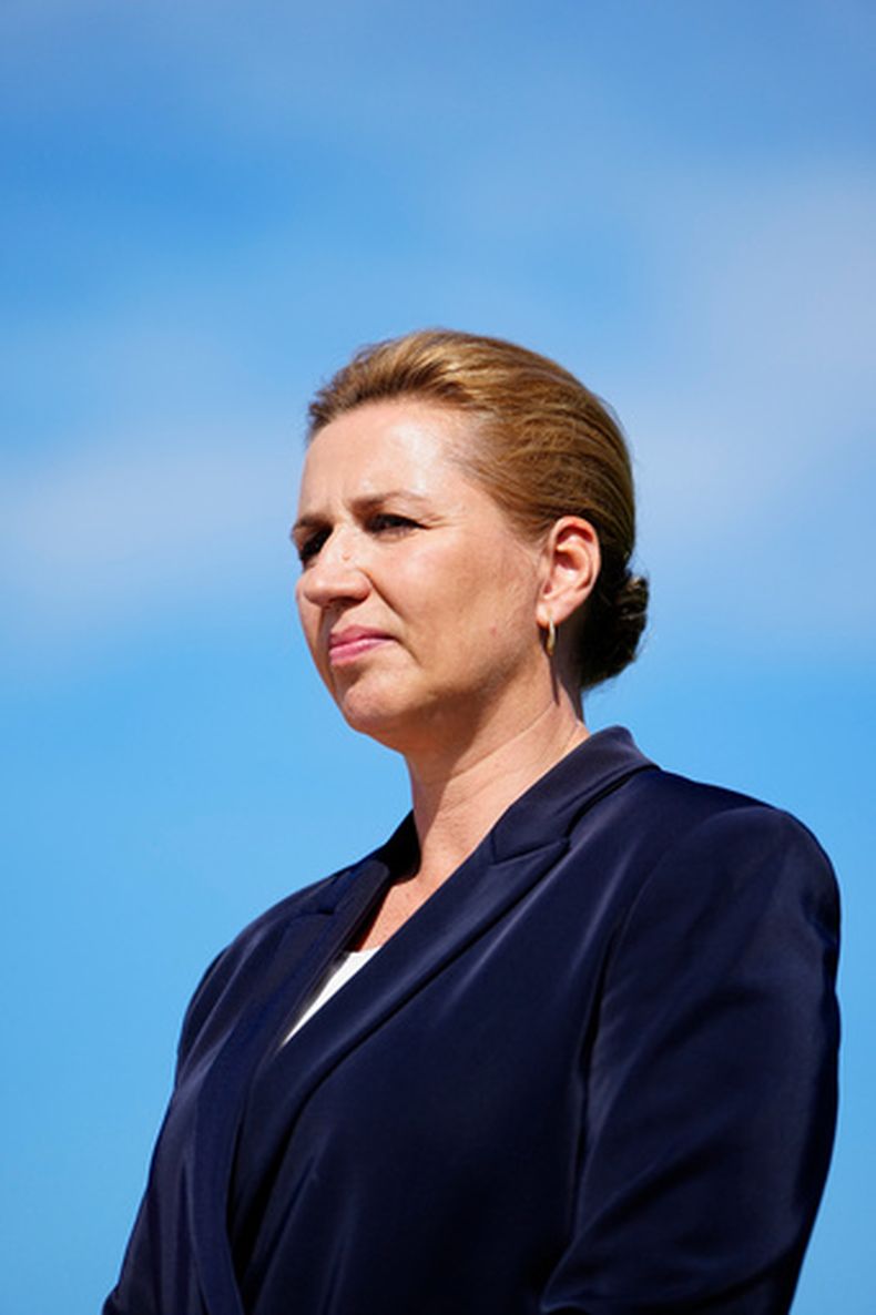 La primera ministra de Dinamarca Mette Frederiksen en Marienborg, en Kongens Lyngby, Dinamarca, el 2 de junio del 2026. (Mads Claus Rasmussen/Ritzau Scanpix via AP)