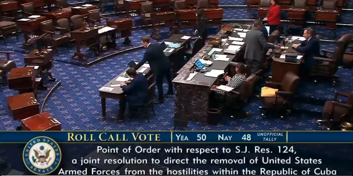 SENADO BLOQUEA INTENTO DEMÓCRATA: TRUMP MANTIENE VÍA ABIERTA PARA ACCIONES MILITARES SOBRE CUBA