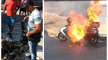 se incendia una moto electrica en plena via publica de holguin