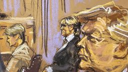 El expresidente Donald Trump, derecha, y E. Jean Carroll, segunda de derecha a izquierda, escuchan la presentación de argumentos de la defensa en un tribunal federal de Manhattan el viernes 6 de septiembre de 2024, en Nueva York. (Jane Rosenberg vía AP)