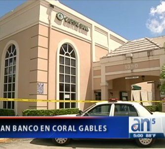 Asaltan banco en Coral Gables