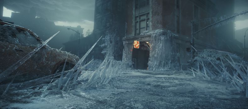 En esta imagen proporcionada por Columbia Pictures, una escena de Ghostbusters: Frozen Empire. (Columbia Pictures/Sony vía AP)