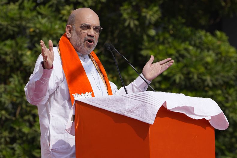 El ministro indio Amit Shah en un evento en Ahmedabad, India, el 16 de noviembre del 2022. (AP foto/Ajit Solanki)