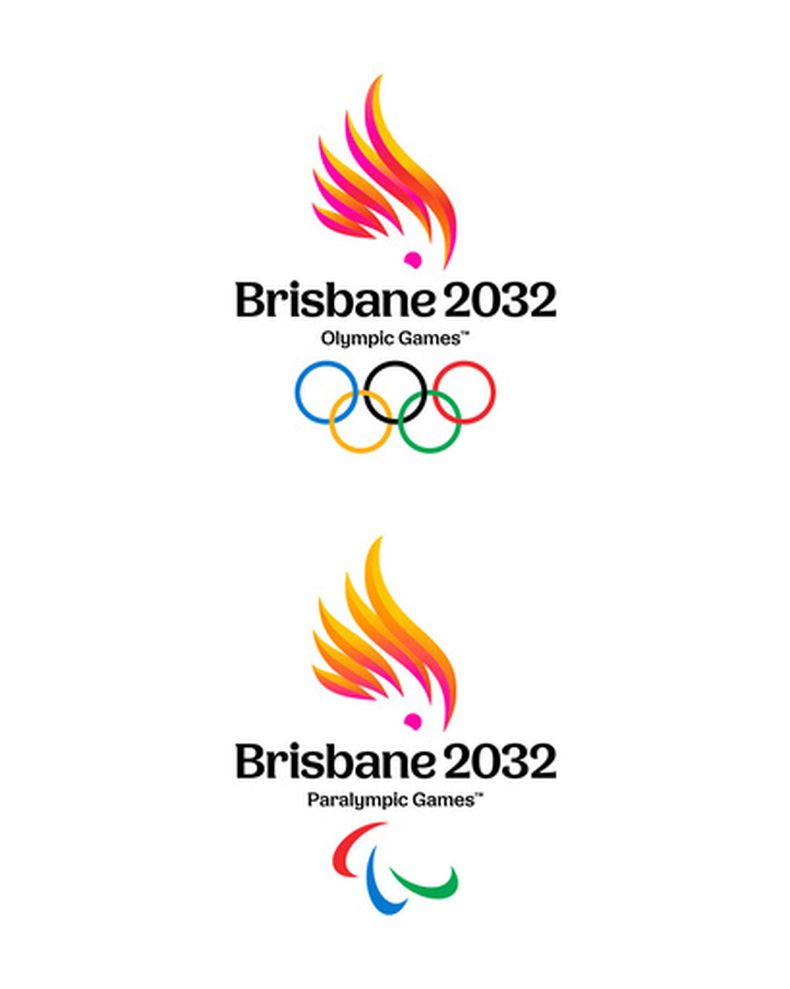 Esta imagen proporcionada por el comité organizador de los Juegos Olímpicos y Paraolímpicos de Brisbane 2032 muestran los emblemas de la justas. (Comité Organizador de Brisbane 2032 vía AP)