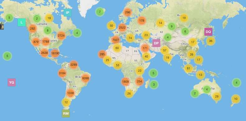 Distribucion geográfica de usuarios activos en Fonoma hasta Febrero 2015
