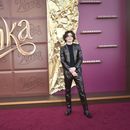 Timothée Chalamet llega al estreno de Wonka el domingo 10 de diciembre de 2023, en el cine Regency Village en Westwood, California. (Foto por Richard Shotwell/Invision/AP)
