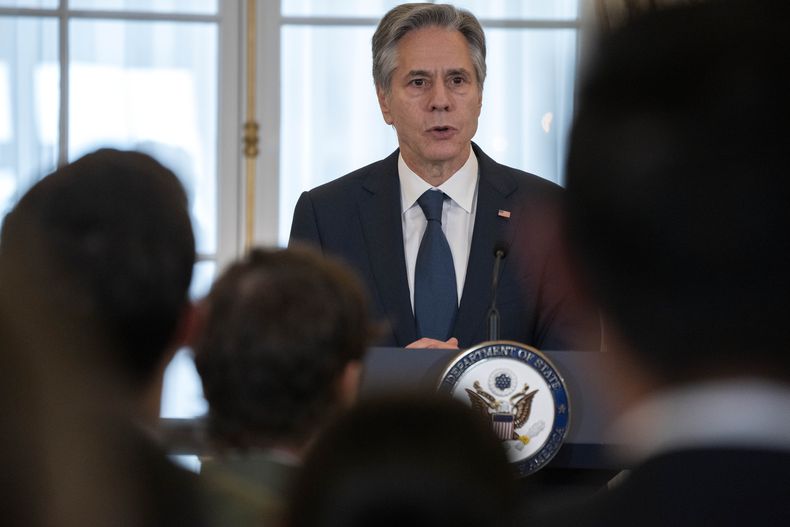 El secretario de Estado estadounidense Antony Blinken habla durante un evento en el Departamento de Estado el jueves 29 de junio de 2023, en Washington. (AP Foto/Jacquelyn Martin)