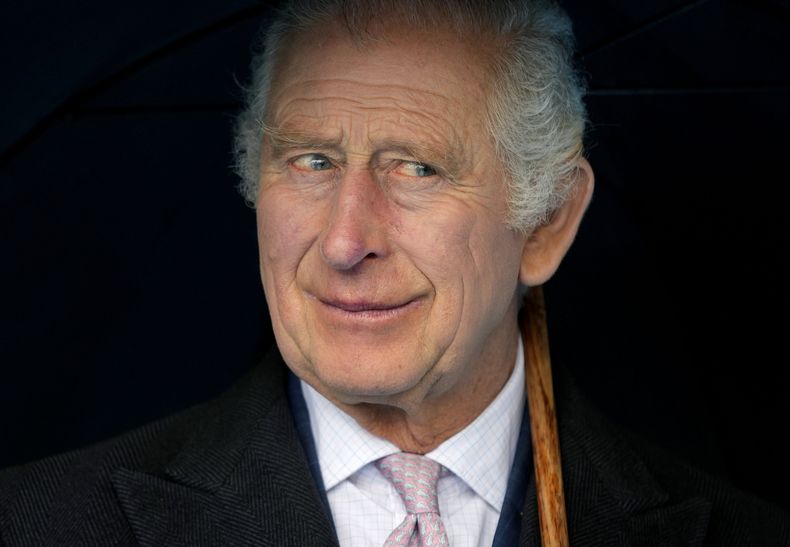ARCHIVO - El rey Carlos III de Inglaterra sonríe durante un paseo en barco en Hamburgo, Alemania, el viernes 31 de marzo de 2023. (AP Foto/Matthias Schrader, Pool, Archivo)