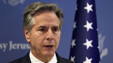 El secretario de Estado estadounidense Antony Blinken habla el martes 17 de octubre de 2023 en Tel Aviv, Israel, luego de una reunión con el primer ministro Benjamin Netanyahu. (AP Foto/Jacquelyn Martin, foto compartida)