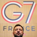 El presidente de Ucrania, Volodymyr Zelenskyy, durante una cumbre del G7 en Evian-les-Bains, Francia, el 16 de junio de 2026. (AP Foto/Vadim Ghirda)