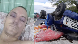 cuba: asi quedo el chofer del camion que se volco cargado de harina en la carretera central