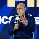 El técnico de España Luis de la Fuente durante un acto previo a la final del Mundial contra Argentina, el viernes 17 de julio de 2026, en Nueva York. (AP Foto/Frank Franklin II)