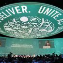 La vicepresidenta Kamala Harris habla en la Cumbre del Clima de la ONU COP28, el sábado 2 de diciembre de 2023, en Dubai, Emiratos Árabes Unidos. (AP Foto/Kamran Jebreili)