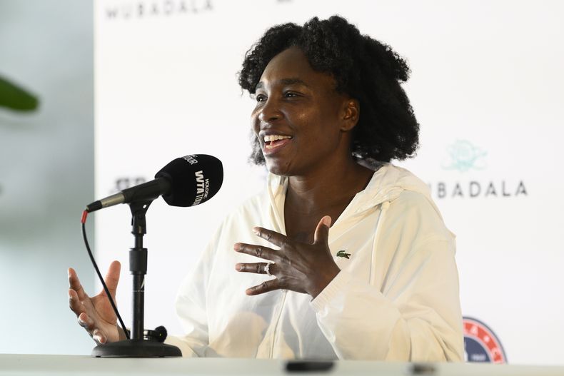 ARCHIVO - Venus Williams durante una rueda de prensa previo al inicio del Abierto de Washington, el domingo 20 de julio de 2025. (AP Foto/Nick Wass)