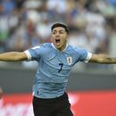 El delantero Anderson Duarte de Uruguay celebra tras anotar el primer gol de su equipo ante Israel durante la semifinal del Mundial Sub20 en el estadio Diego Maradona de La Plata, Argentina, jueves 8 junio, 2023. (AP Foto/Gustavo Garello)
