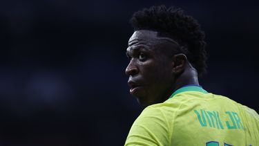 El delantero brasileño Vinicius Junior durante un partido amistoso contra Guinea, el sábado 17 de junio de 2023, en Barcelona. (AP Foto/Joan Monfort)