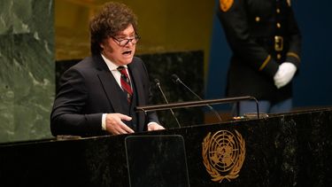 El presidente de Argentina, Javier Milei, habla en la 181ra sesión de la Asamblea General de las Naciones Unidas en la sede del organismo, el miércoles 23 de septiembre de 2026. (AP Foto/Seth Wenig)