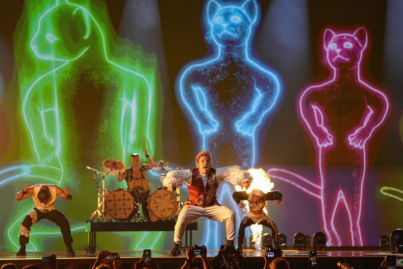 Baby Lasagna de Croacia interpreta la canción Rim Tim Tagi Dim durante el ensayo general de la primera semifinal del Festival de la Canción de Eurovisión en Malmo, Suecia, el lunes 6 de mayo de 2024. (Foto AP/Martin Meissner)