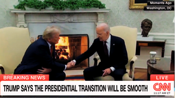 biden saluda a trump con un apreton de manos en el despacho oval; ambos prometen una transicion sin problemas