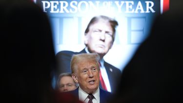 El presidente electo de EEUU Donald Trump habla durante el evento Persona del Año de la revista Time en la Bolsa de Nueva York, el jueves 12 de diciembre de 2024, en Nueva York. (Foto AP/Alex Brandon)