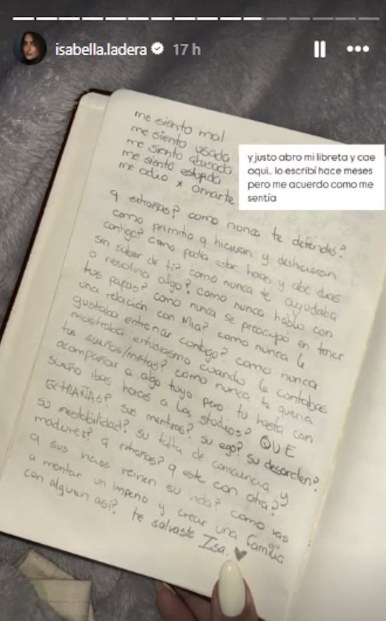 captura de la historia de Isabella Ladera