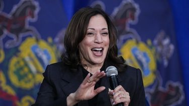 La vicepresidenta estadounidense Kamala Harris en un evento en Elkins Park, Pensilvania, el 8 de mayo de 2024. (Foto AP/Matt Rourke)