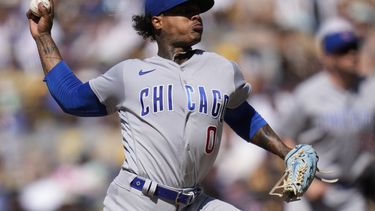 El abridor de los Cachorros de Chicago Marcus Stroman trabaja en la cuarta entrada del encuentro ante los Padres de San Diego el domingo 4 de junio del 2023. (AP Foto/Gregory Bull)