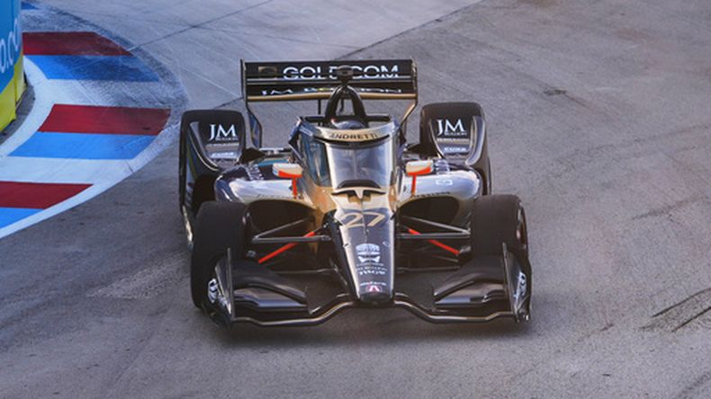El piloto estadounidense Kyle Kirkwood toma una curva durante la práctica para la carrera de autos del Gran Premio de Arlington de la IndyCar, el sábado 14 de marzo de 2026, en Arlington, Texas. (Foto AP/LM Otero)
